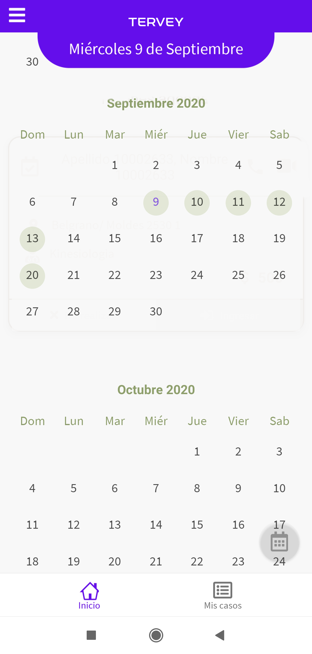 Calendar. App Tervey